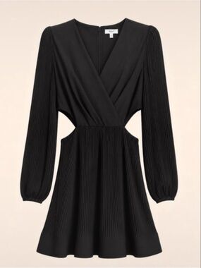 Milly Black Pleated Sleeve Cutout Mini Dress Size 6 NWT